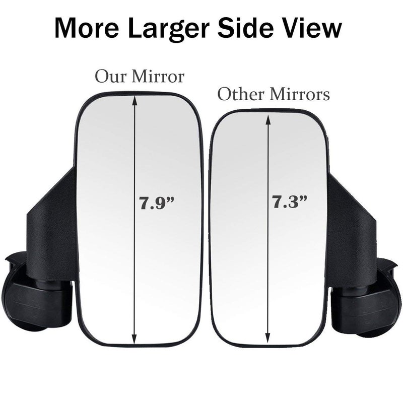 SPAUTO UTV Side Mirrors For 1.6" - 2" Roll Cage Bar, UTV Mirrors Compatible with with Polaris RZR/Can Am Maverick/Kawasaki Mule/Honda Pioneer/Yamaha Rhino/SXS/YXZ/Zforce, Shatter-Proof Tempered Glass - Image 2